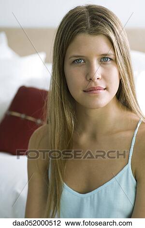 Stock Image - Young woman, portrait. Fotosearch