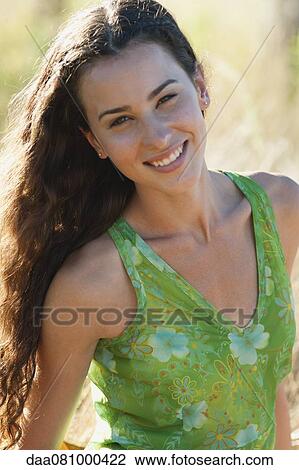 Stock Image - Young woman, portrait. Fotosearch