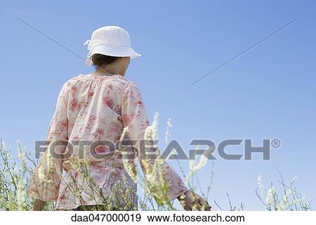 Young woman walking in tall grass, rear view View Large Photo Image Stock Photo - Young woman walking in tall grass, rear view. Fotosearch