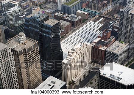 Aerial view of skyscrapers in Chicago, Illinois, USA View Large Photo Image Stock Image - Aerial view of skyscrapers in Chicago, Illinois, USA. Fotosearch