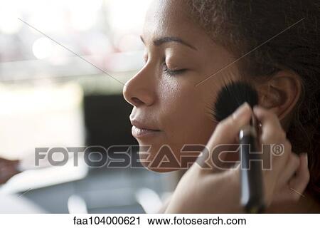 Applying foundation with make-up brush View Large Photo Image Stock Image - Applying foundation with make-up brush. Fotosearch