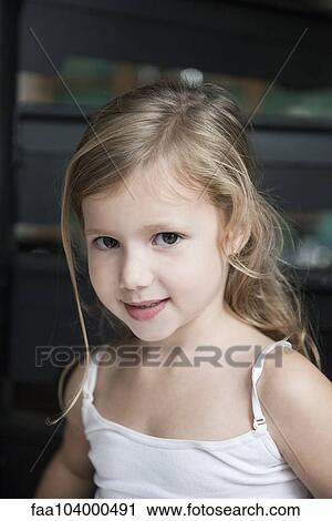 Stock Image - Little girl, portrait. Fotosearch