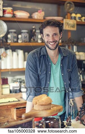 Coffee shop owner View Large Photo Image Stock Photo - Coffee shop owner. Fotosearch