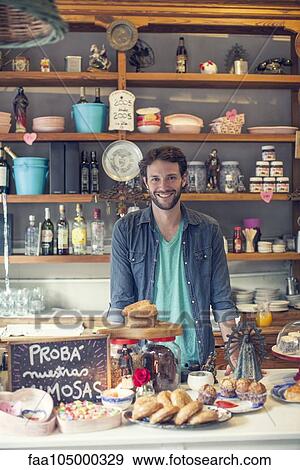 Coffee shop owner View Large Photo Image Stock Photo - Coffee shop owner. Fotosearch