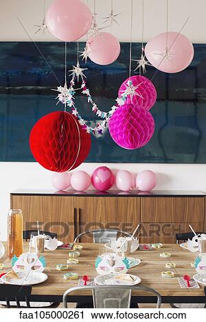 Festive birthday party decorations View Large Photo Image Stock Image - Festive birthday party decorations. Fotosearch