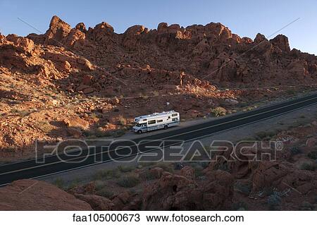 Motor home parked along road in Valley of Fire State Park, Nevada, USA View Large Photo Image Stock Image - Motor home parked along road in Valley of Fire State Park, Nevada, USA. Fotosearch