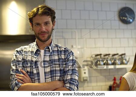 Restaurant employee, portrait View Large Photo Image Stock Photo - Restaurant employee, portrait. Fotosearch
