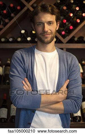 Vintner in wine cellar, portrait View Large Photo Image Stock Image - Vintner in wine cellar, portrait. Fotosearch