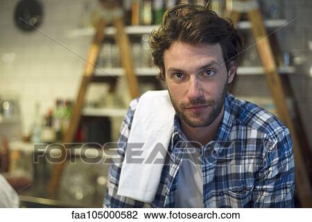 Stock Image - Waiter, portrait. Fotosearch