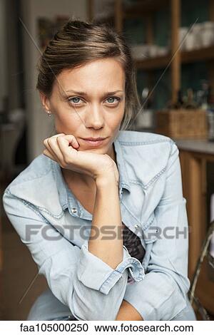 Stock Image - Woman, portrait. Fotosearch