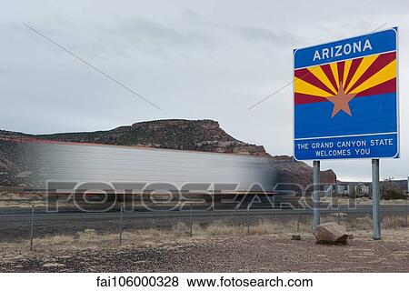 Arizona welcome sign along highway in Arizona, USA View Large Photo Image Stock Photo - Arizona welcome sign along highway in Arizona, USA. Fotosearch