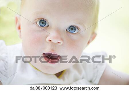 Stock Image - Baby, close-up portrait. Fotosearch