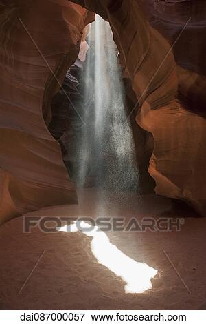 Beam of sunlight shining into Antelope Canyon, Arizona, USA View Large Photo Image Stock Photo - Beam of sunlight shining into Antelope Canyon, Arizona, USA. Fotosearch
