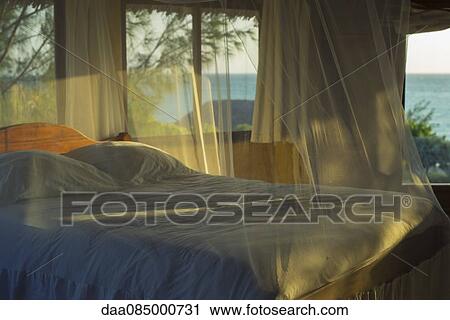 Bedding with mosquito netting View Large Photo Image Stock Image - Bedding with mosquito netting. Fotosearch