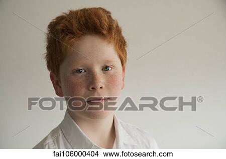 Boy with red hair and freckles, portrait View Large Photo Image Picture - Boy with red hair and freckles, portrait. Fotosearch
