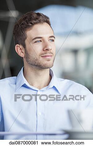 Stock Image - Businessman contemplating. Fotosearch