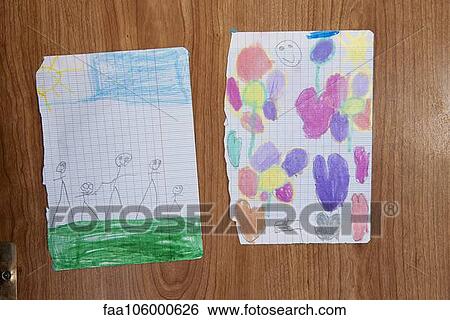 Child's drawings View Large Photo Image Stock Photograph - Child's drawings. Fotosearch