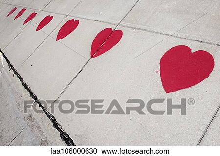 Hearts stenciled on sidewalk View Large Photo Image Stock Image - Hearts stenciled on sidewalk. Fotosearch