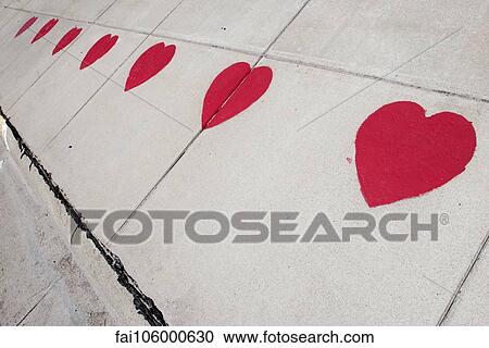 Hearts stenciled on sidewalk View Large Photo Image Stock Image - Hearts stenciled on sidewalk. Fotosearch