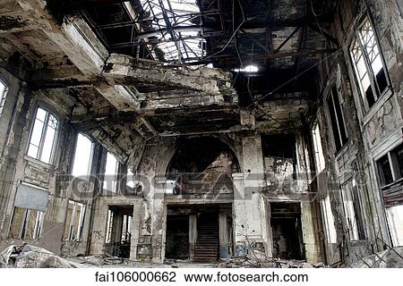 Interior of abandoned building destroyed by fire View Large Photo Image Stock Image - Interior of abandoned building destroyed by fire. Fotosearch
