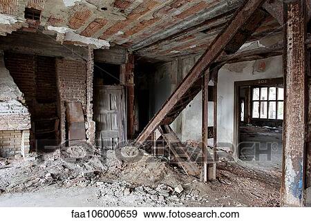 Interior of abandoned, demolished building View Large Photo Image Stock Photo - Interior of abandoned, demolished building. Fotosearch