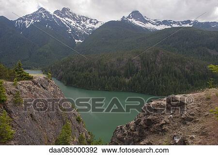 Stock Image - Mountain lake, North Cascades National Park, Washington, USA. Fotosearch