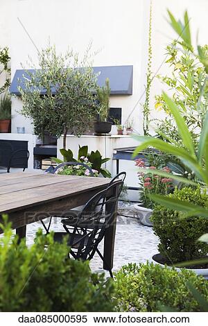 Patio furniture on residential terrace View Large Photo Image Stock Photography - Patio furniture on residential terrace. Fotosearch