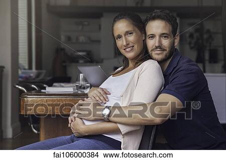 Picture - Pregnant couple, portrait. Fotosearch