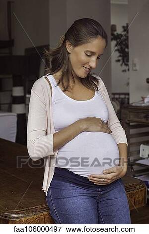 Pregnant woman, portrait View Large Photo Image Stock Photo - Pregnant woman, portrait. Fotosearch