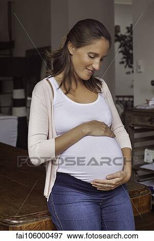 Pregnant woman, portrait View Large Photo Image Stock Photo - Pregnant woman, portrait. Fotosearch