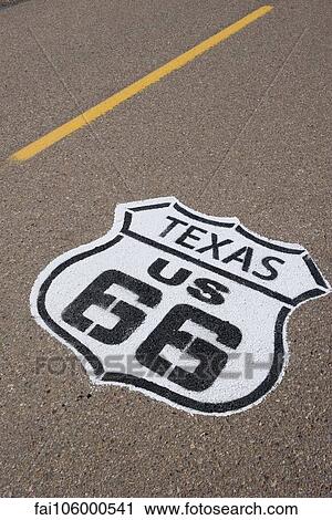 Road marking for the historic Route 66 in Texas, USA View Large Photo Image Stock Image - Road marking for the historic Route 66 in Texas, USA. Fotosearch