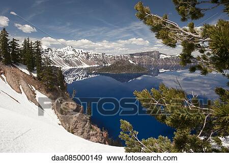 Stock Photo - Scenic view of Crater Lake National Park, Oregon, USA. Fotosearch