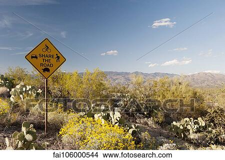 Share the road sign in scenic desert landscape View Large Photo Image Picture - Share the road sign in scenic desert landscape. Fotosearch