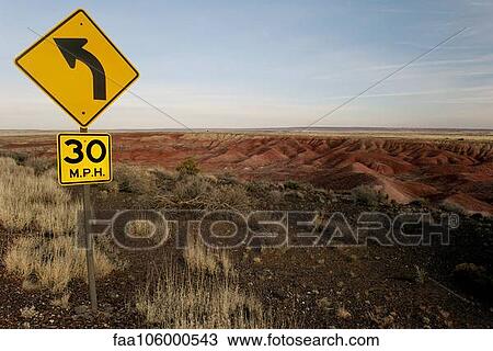 Stock Image - Speed limit sign in desert. Fotosearch