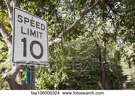 Picture - Speed limit sign. Fotosearch