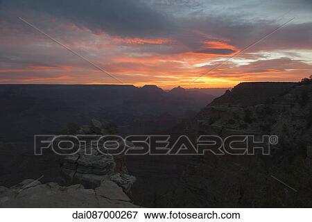 Sunset over the Grand Canyon, Arizona, USA View Large Photo Image Stock Photo - Sunset over the Grand Canyon, Arizona, USA. Fotosearch