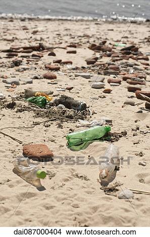 Trash washed up on beach View Large Photo Image Picture - Trash washed up on beach. Fotosearch