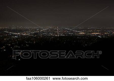 View of city lights at night, Los Angeles, California, USA View Large Photo Image Stock Image - View of city lights at night, Los Angeles, California, USA. Fotosearch