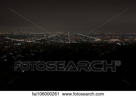 View of city lights at night, Los Angeles, California, USA View Large Photo Image Stock Image - View of city lights at night, Los Angeles, California, USA. Fotosearch