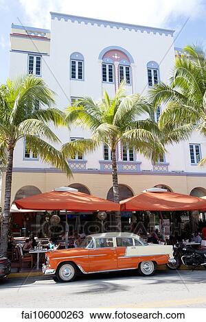 Vintage car parked outside restaurant, Miami, Florida, USA View Large Photo Image Stock Image - Vintage car parked outside restaurant, Miami, Florida, USA. Fotosearch