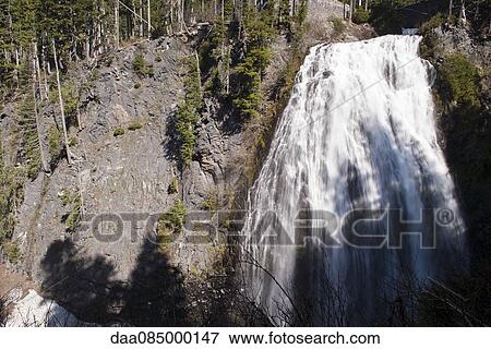 Stock Photo - Waterfall in Mount Rainier National Park, Washington, USA. Fotosearch