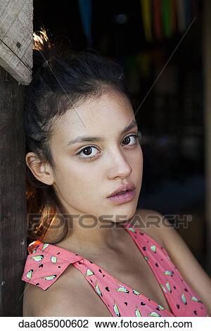 Stock Image - Young woman, portrait. Fotosearch
