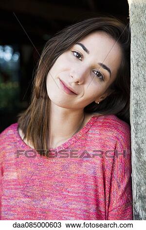 Stock Image - Young woman, portrait. Fotosearch