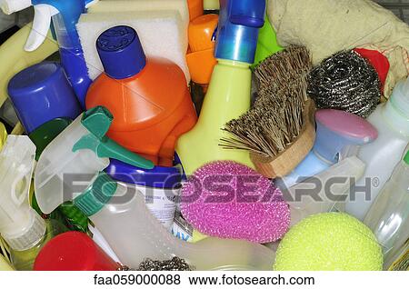 Cleaning products, close-up View Large Photo Image Stock Photo - Cleaning products, close-up. Fotosearch