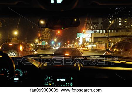 Stock Image Of Congested City Street Viewed From Inside Car At Night Congested City Street Viewed From Inside Car At Night