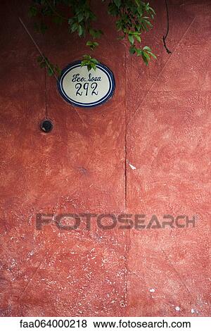 Address painted on stucco building View Large Photo Image Stock Photo - Address painted on stucco building. Fotosearch
