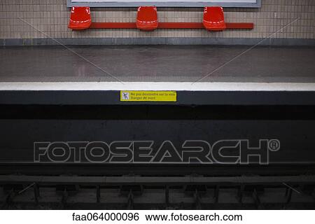 Stock Photograph - Empty subway platform. Fotosearch