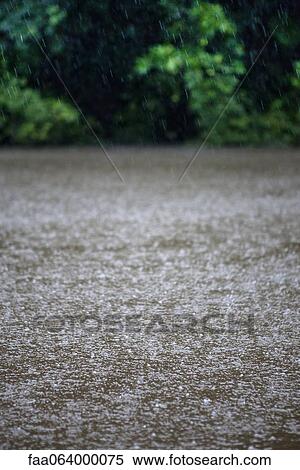 Heavy rain hitting surface of water View Large Photo Image Stock Photography - Heavy rain hitting surface of water. Fotosearch