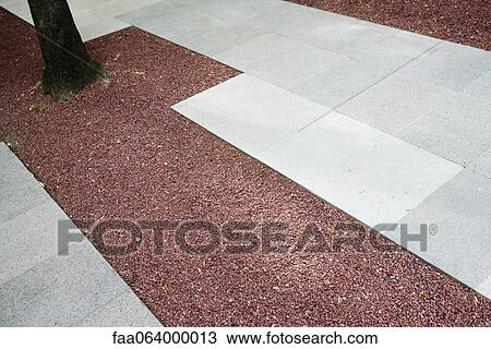 Stock Image - Modern landscaping in courtyard. Fotosearch