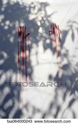 Red handprints on white sheet View Large Photo Image Stock Image - Red handprints on white sheet. Fotosearch